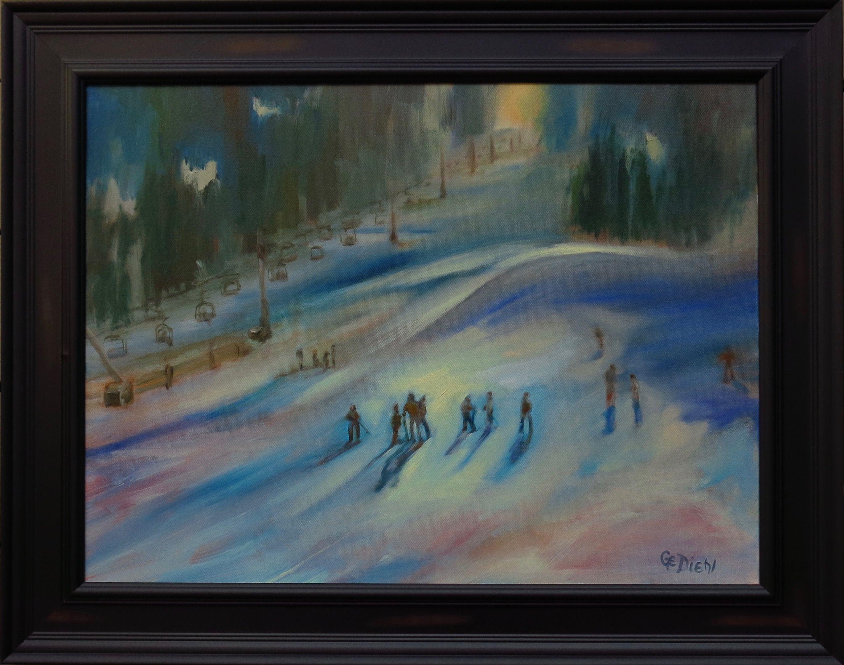 Ski School (FRAMED), Painting, Oil on Canvas 1