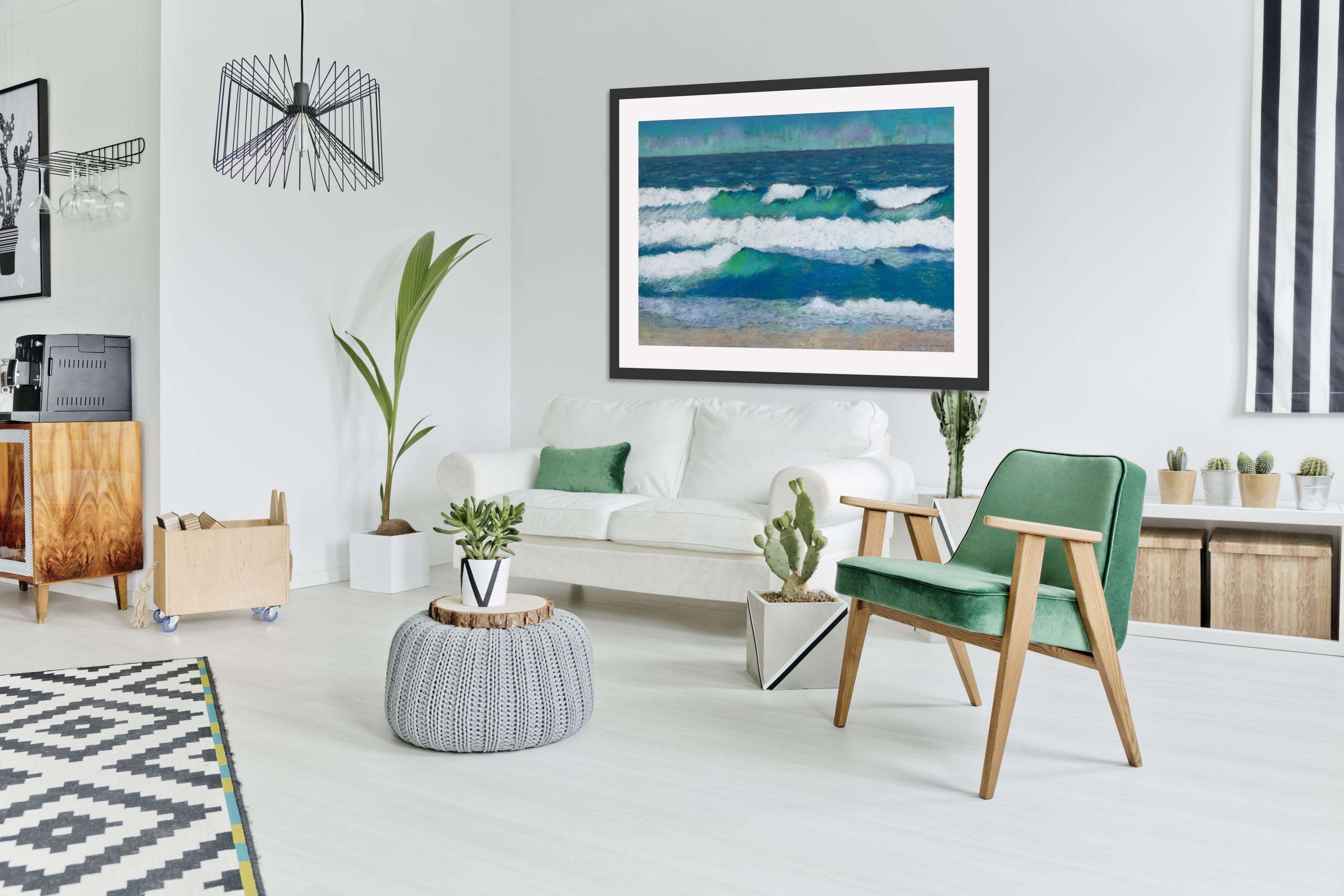 Breaking Surf, Pittura, Pastelli su carta vetrata a pastello - Painting Contemporaneo di Lynn Morgan