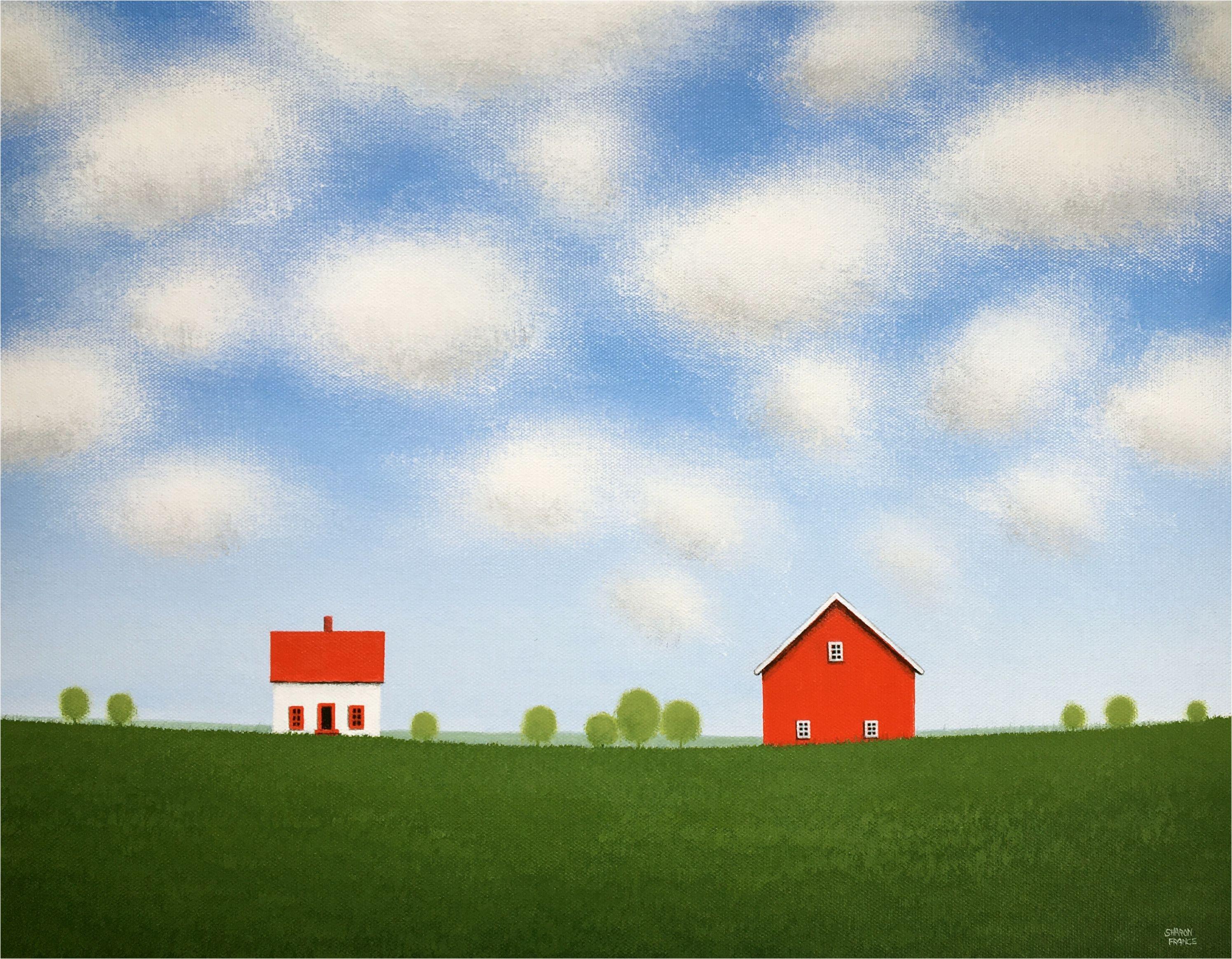 Bajo un cielo de nubes de verano, Pintura, Acrílico sobre lienzo - Painting de Sharon  France