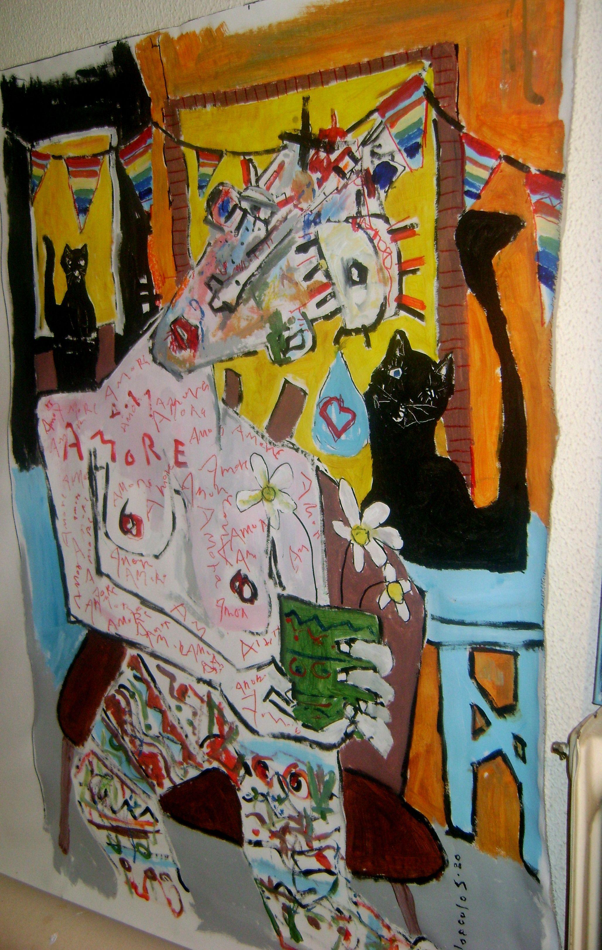 me gustan lo chicos, Pintura, Acrílico sobre lienzo - Painting Abstracto de Dimitris Pavlopoulos
