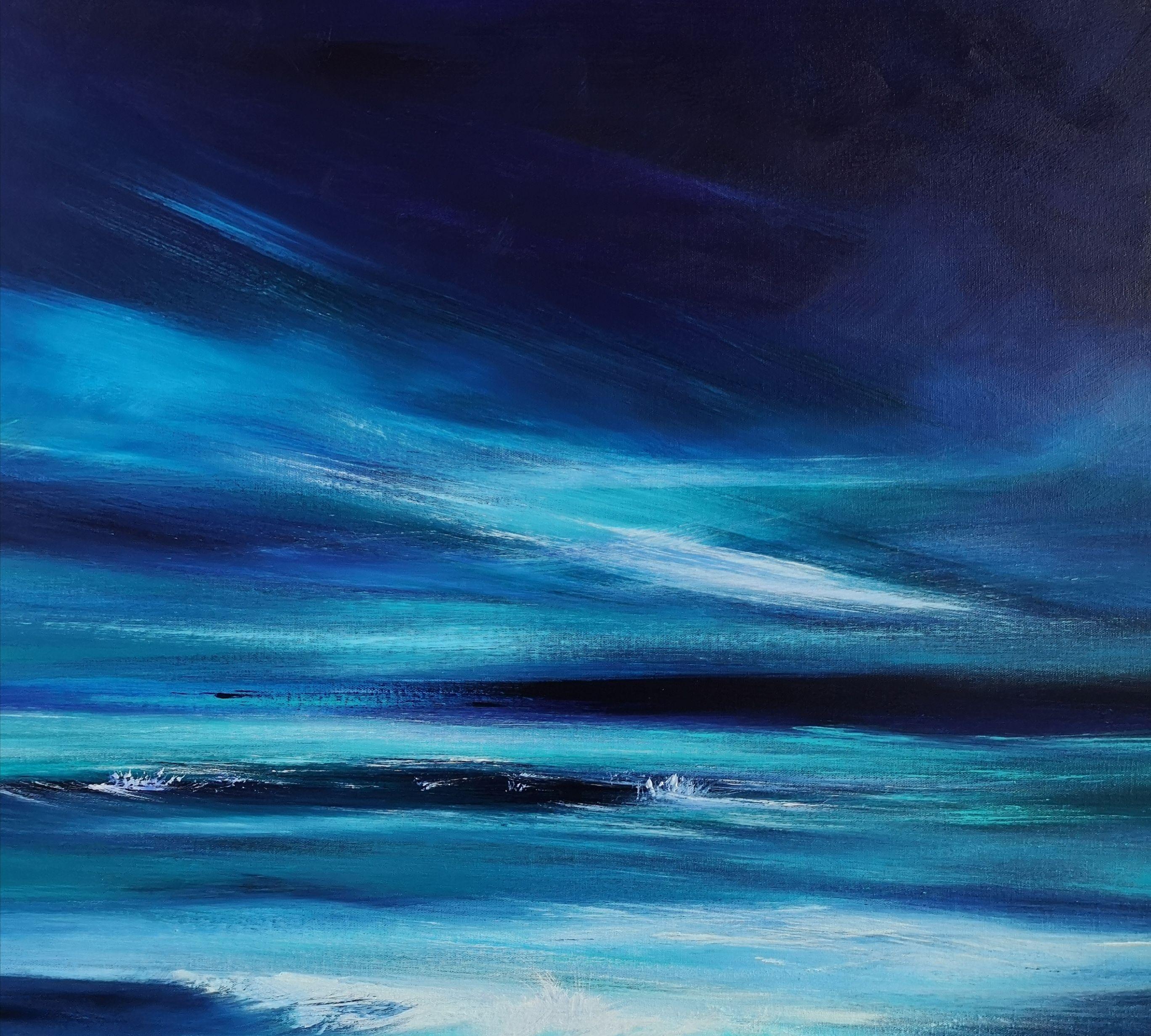 I hope this piece takes you to a quiet night on a beautiful beach, looking out onto the horizon watching and listening to the quiet surf.. ??    This painting is on artist quality deep cotton canvas, and stretched with strong wooden bars. With