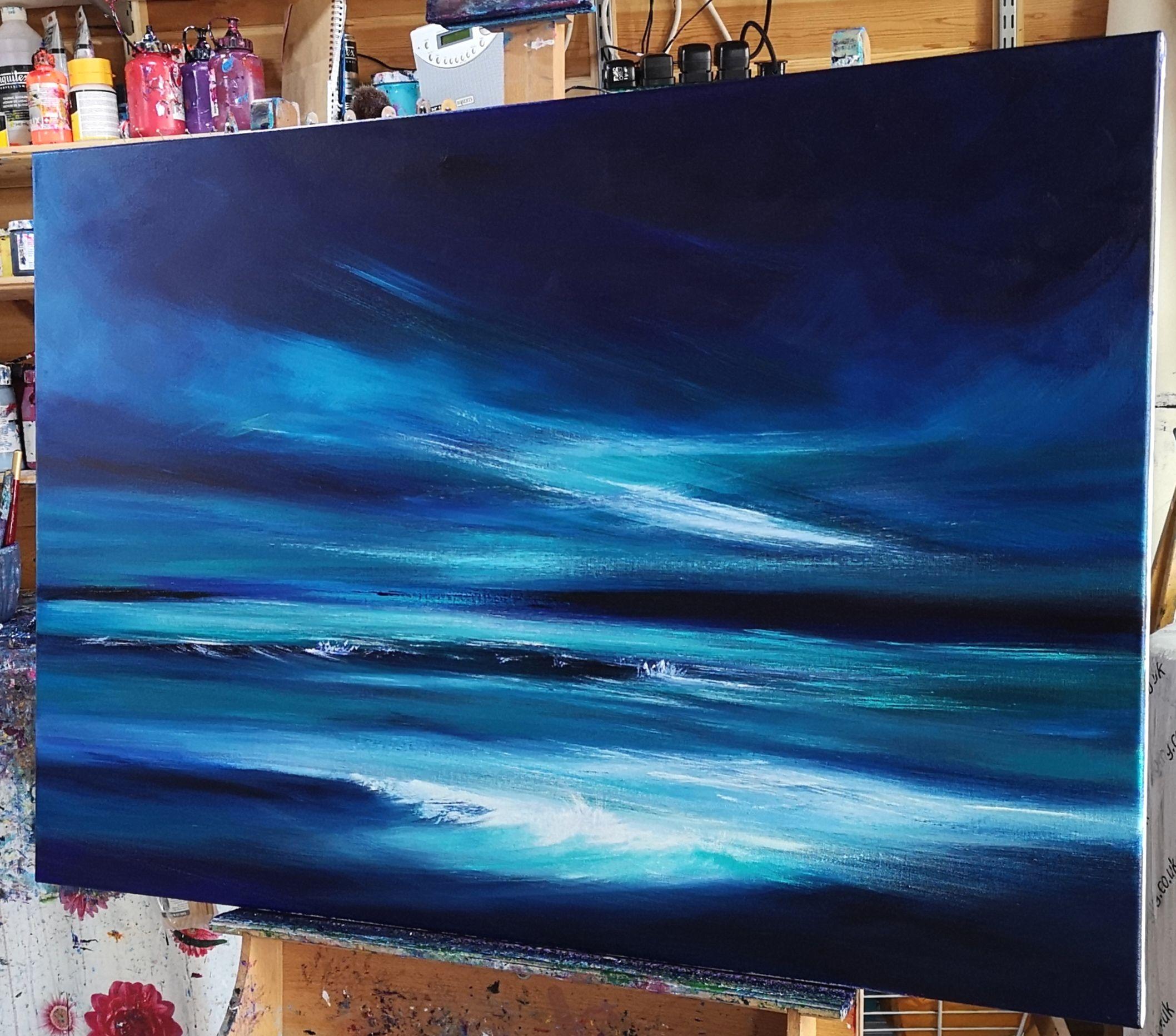 Midnight Blue, Painting, Acrylic on Canvas 3