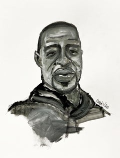 George Floyd, Zeichnung, Bleistift und Tinte auf Papier