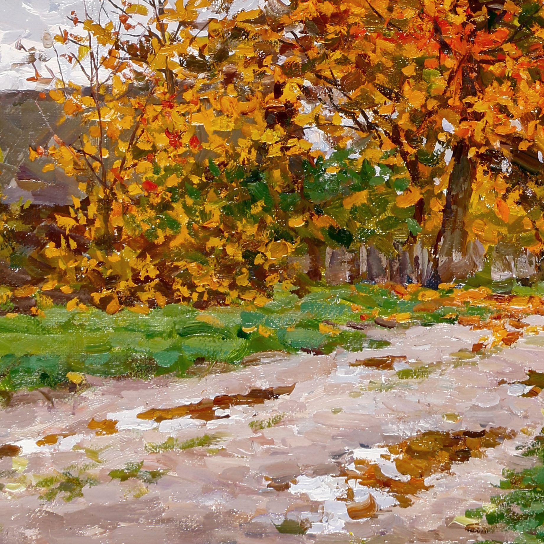 Title: After the Rain;  Year created: 2019;  Medium and support: Oil on canvas;  Dimensions: h 46 cm Ã— w 41 cm Ã— d 2.5 cm. :: Painting :: Realism :: This piece comes with an official certificate of authenticity signed by the artist :: Ready to