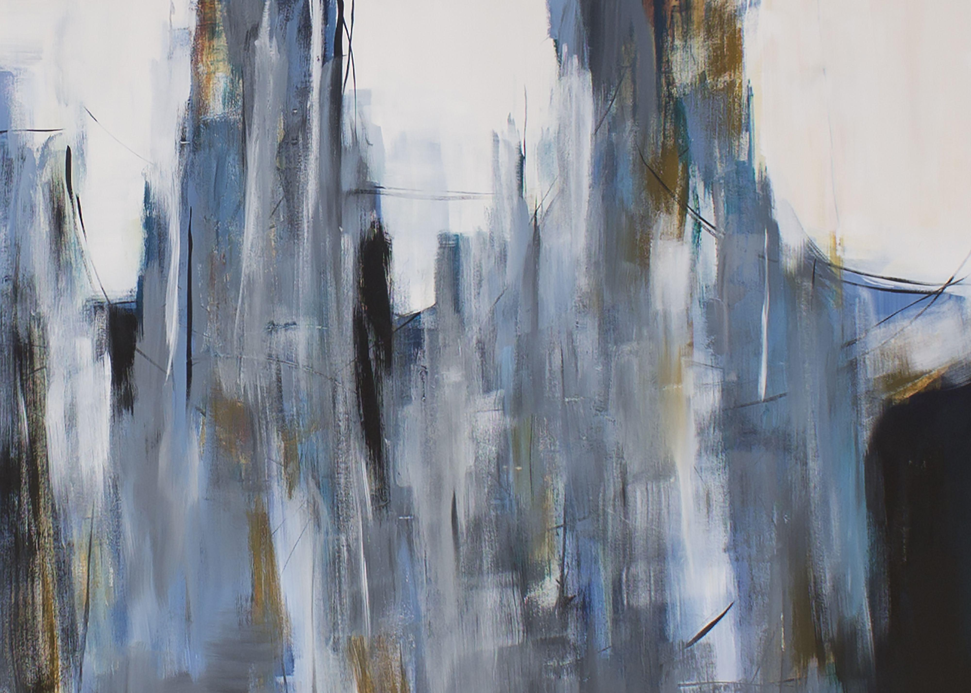 Jane Robinson Abstract Painting - Blue Skyway, Painting, Acrylic on Canvas