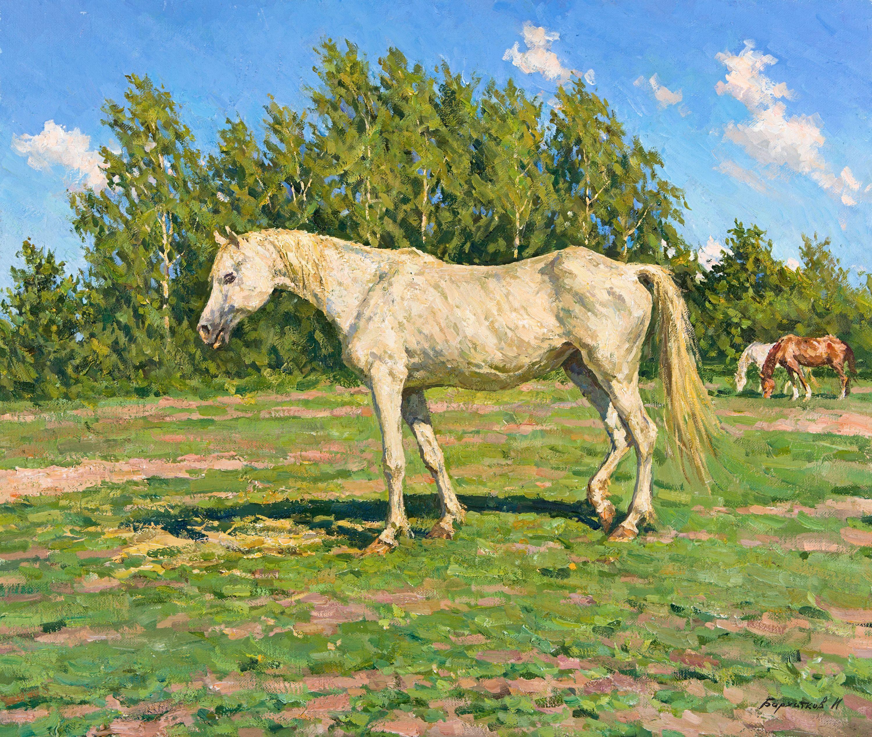 Title: The Old Horse;  Year created: 2016;  Medium and support: Oil on canvas;  Dimensions: h 55 cm Ã— w 65 cm Ã— d 2.5 cm. :: Painting :: Realism :: This piece comes with an official certificate of authenticity signed by the artist :: Ready to