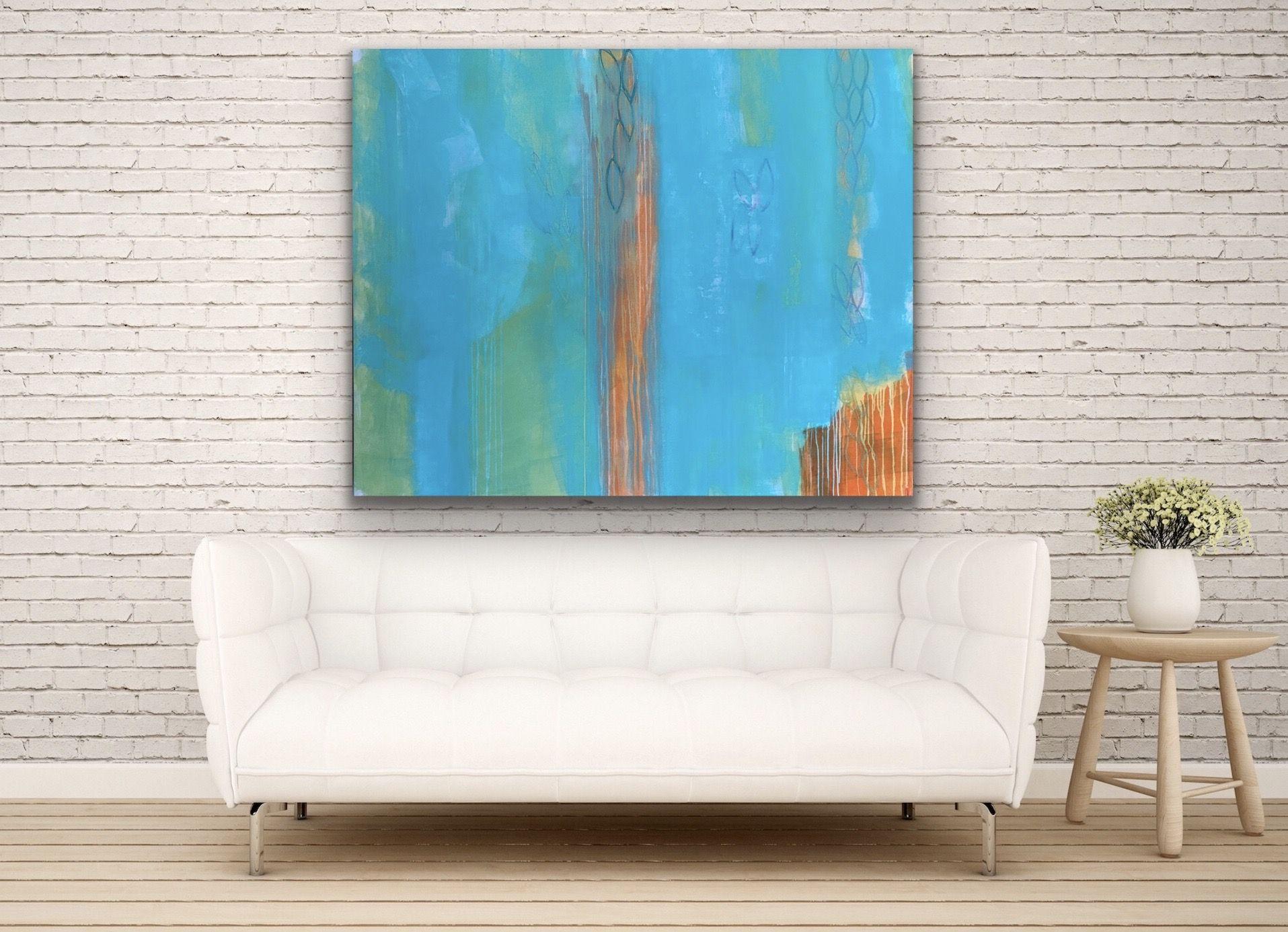 This piece was painted to and named after the song Ala Moj Al Bahr (Javid Remix) by Shkoon.    This piece was made from ink, acrylic and oil pastels.  It is wired and ready to hang and signed on the back.  Sides are painted too. :: Painting ::