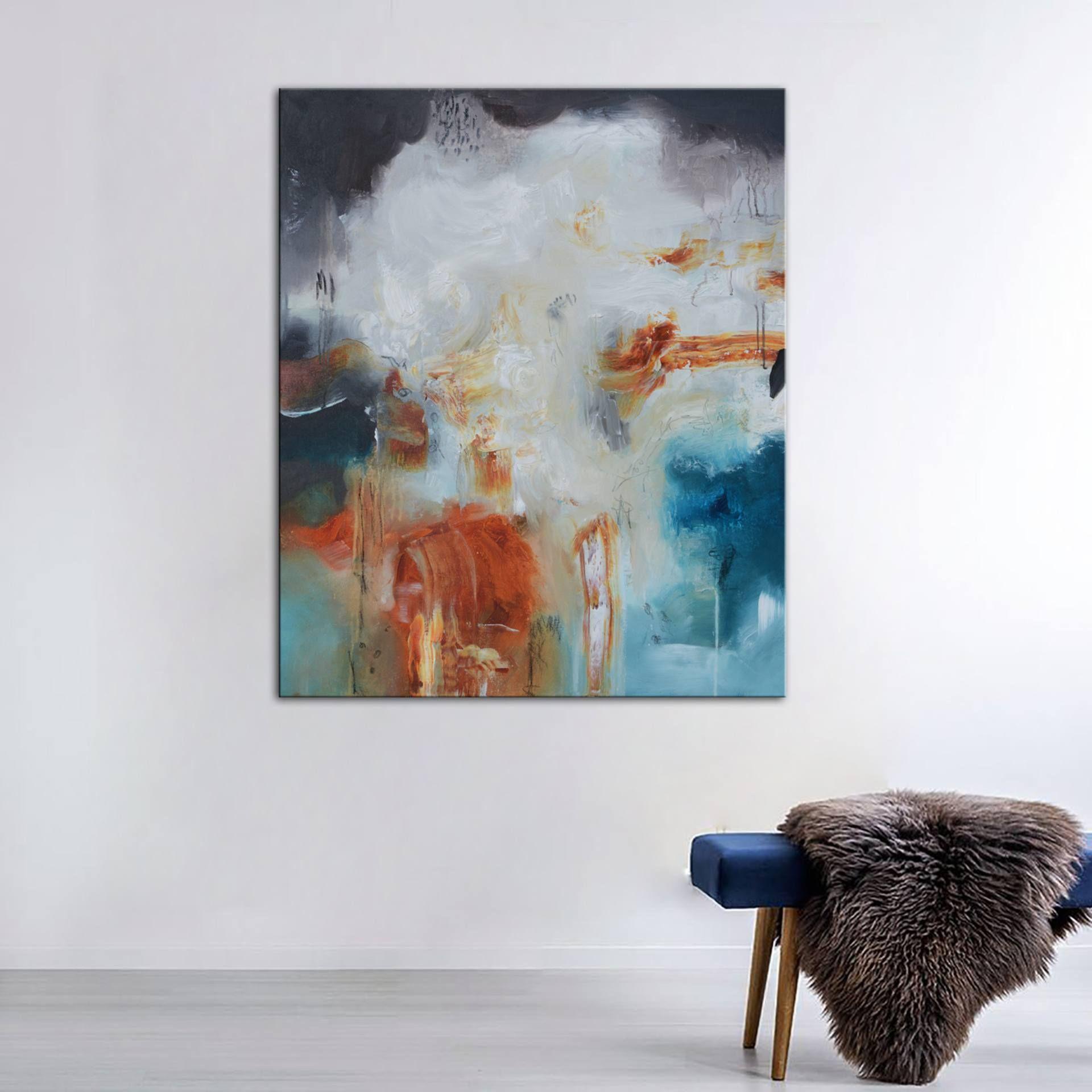 Umarmung des Spektrums, Mischtechnik auf Leinwand (Abstrakt), Mixed Media Art, von Andrada Anghel