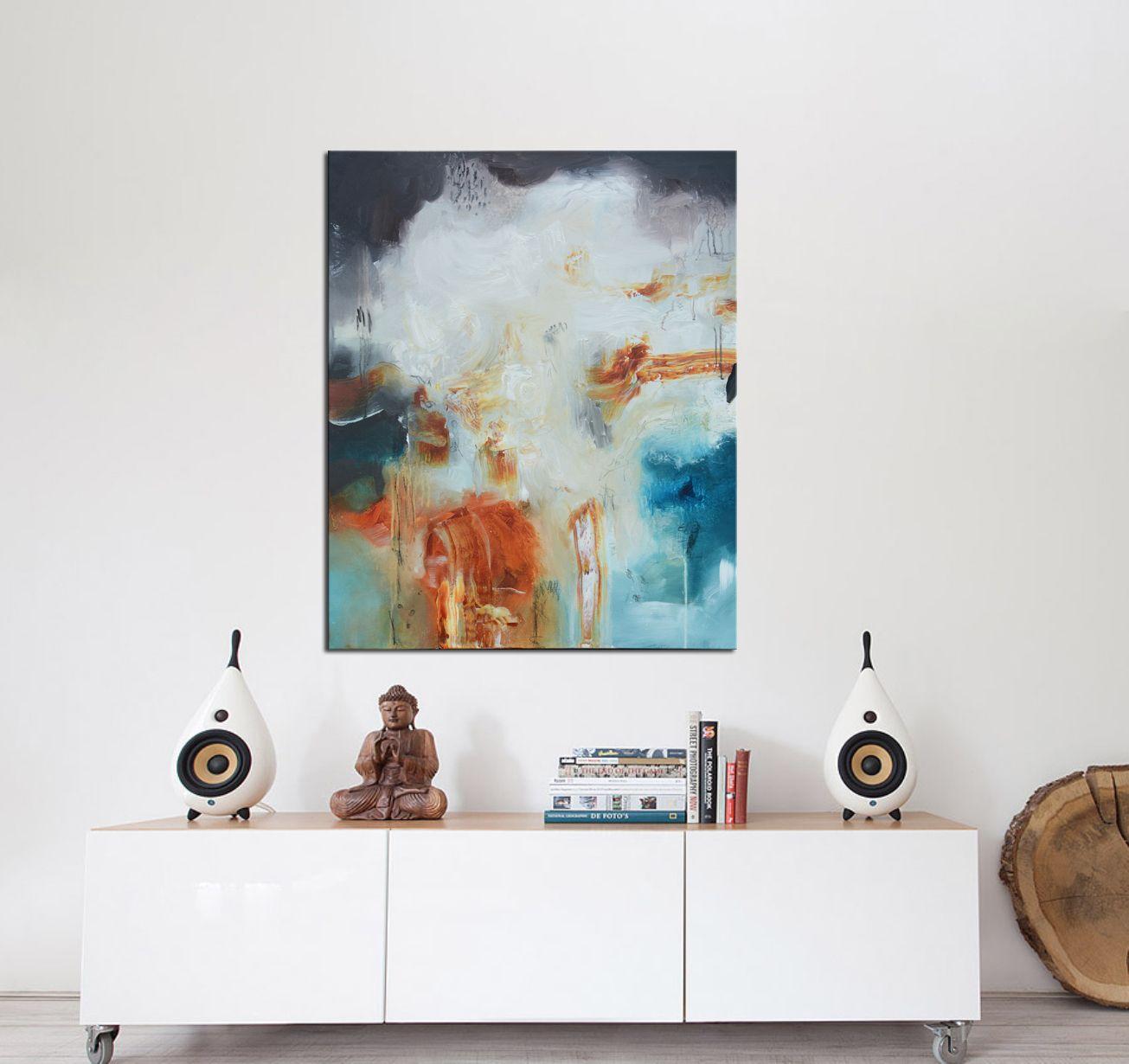Umarmung des Spektrums, Mischtechnik auf Leinwand im Angebot 1