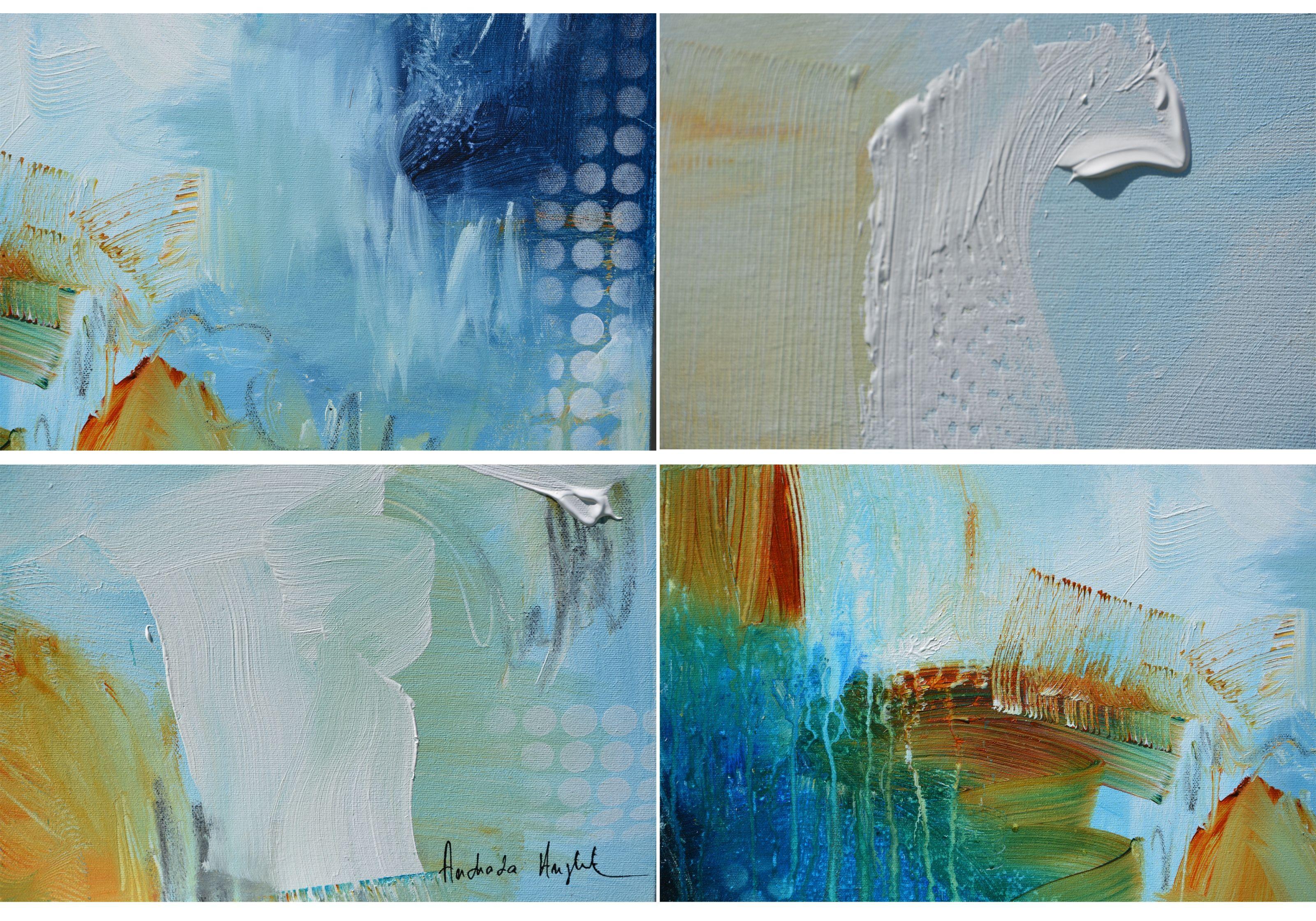 Trade winds II, Painting, Acrylic on Canvas - Blue Abstract Painting by Andrada Anghel