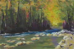 Peinture - Linville Creek, Pastels sur papier de sable pastel