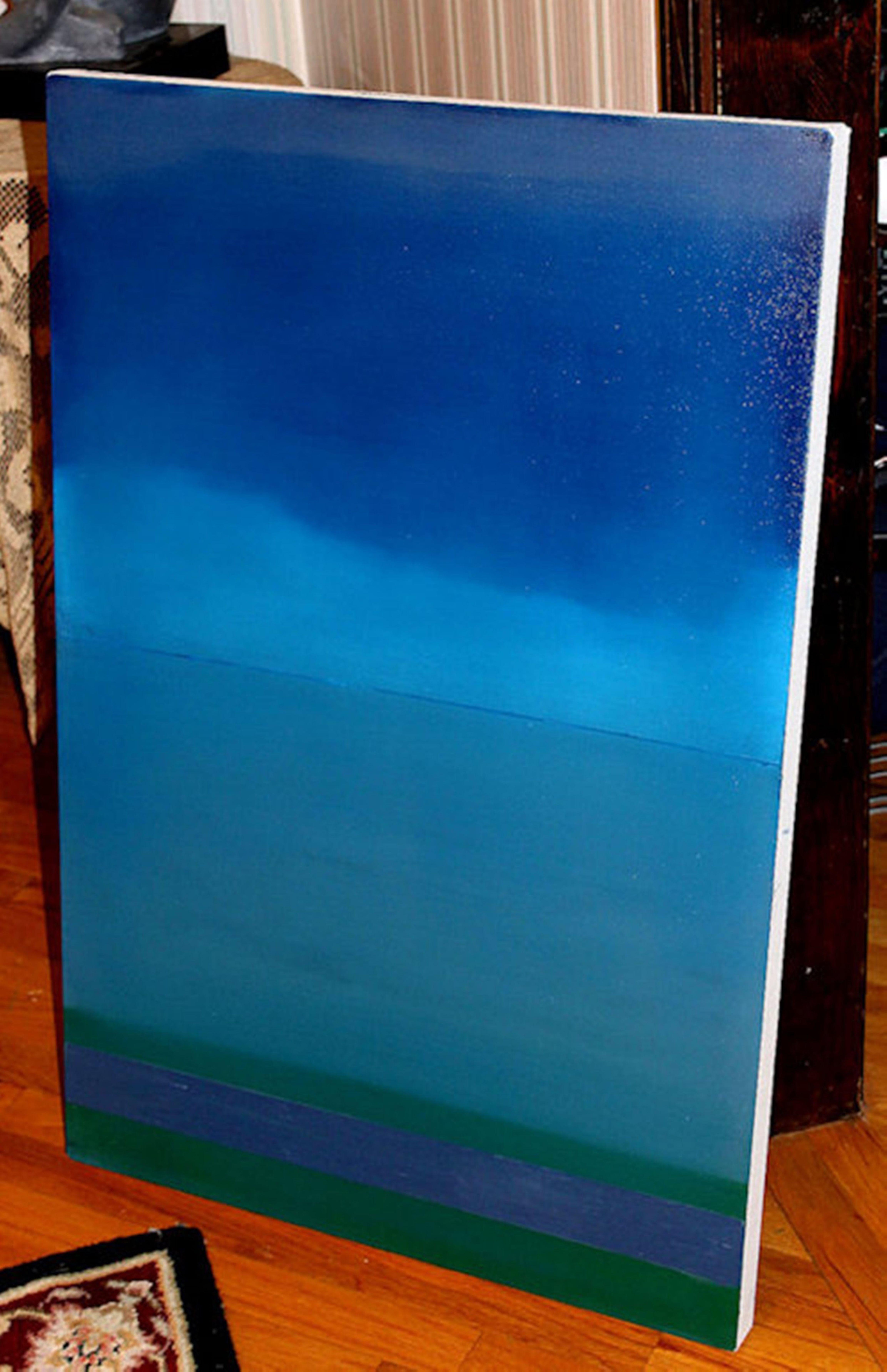 Off West Gulf, Painting, Oil on Canvas - Blue Abstract Painting by H. Wesley Wheeler