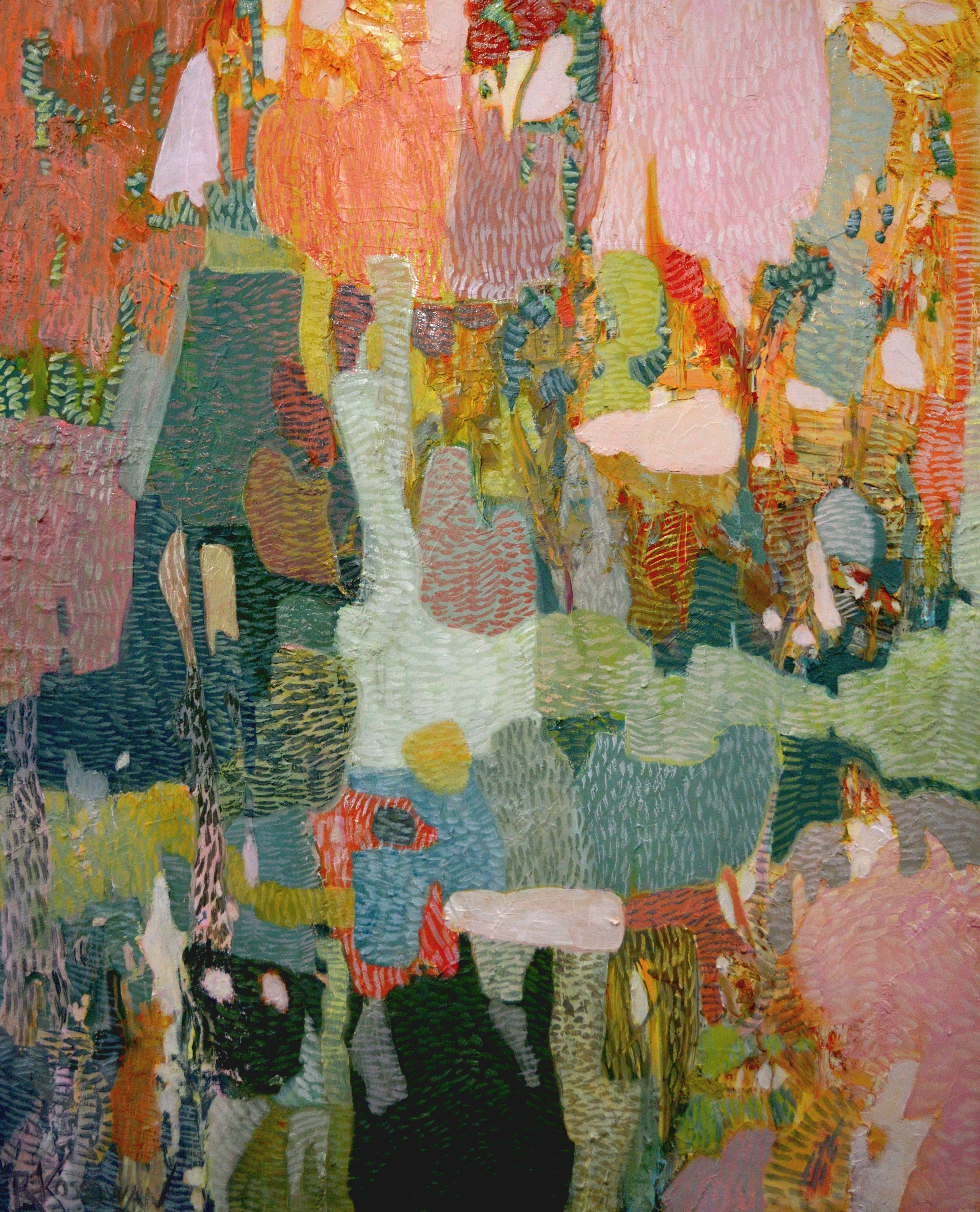 Abstract Painting de Rose-Marie Kossowan - Traje de piel rosa, Pintura, Óleo sobre lienzo