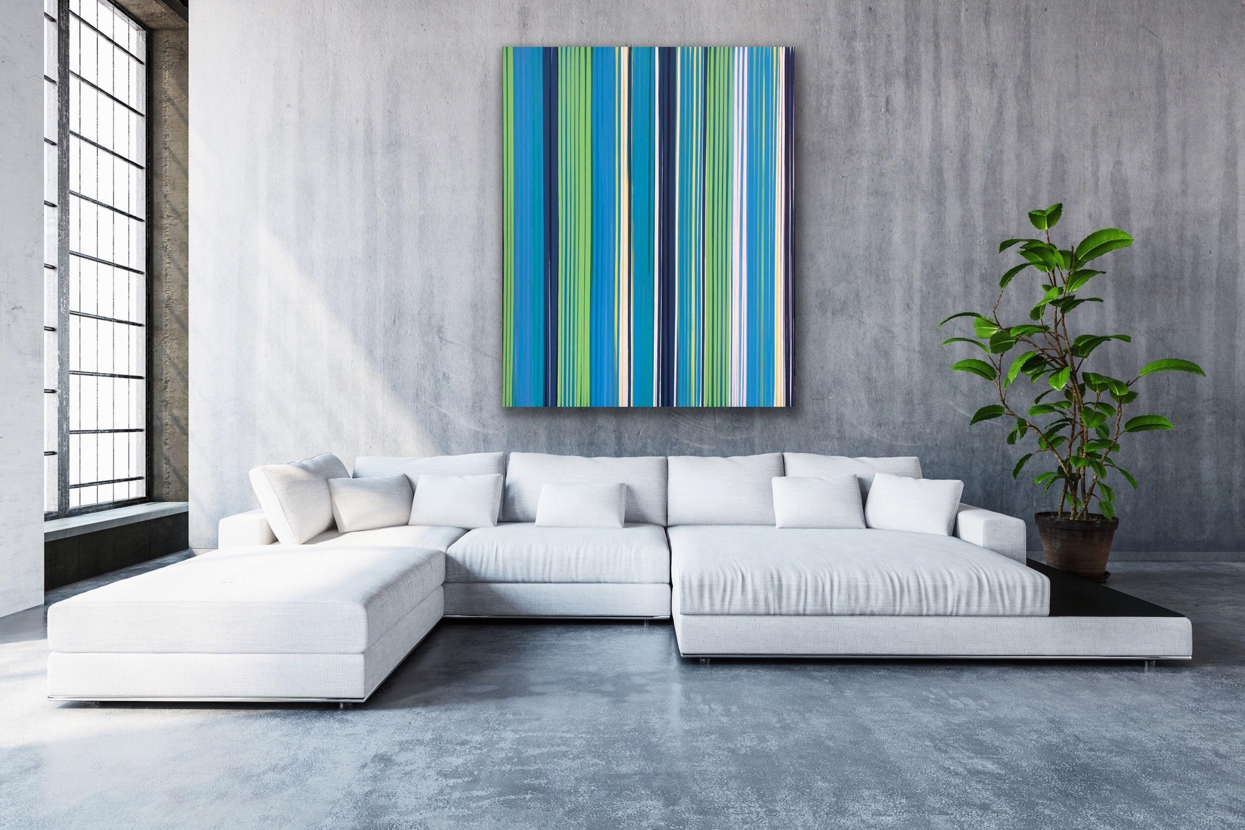 Glastonbury Song, Painting, Acrylic on Canvas - Blue Abstract Painting by Niki  Stearman 