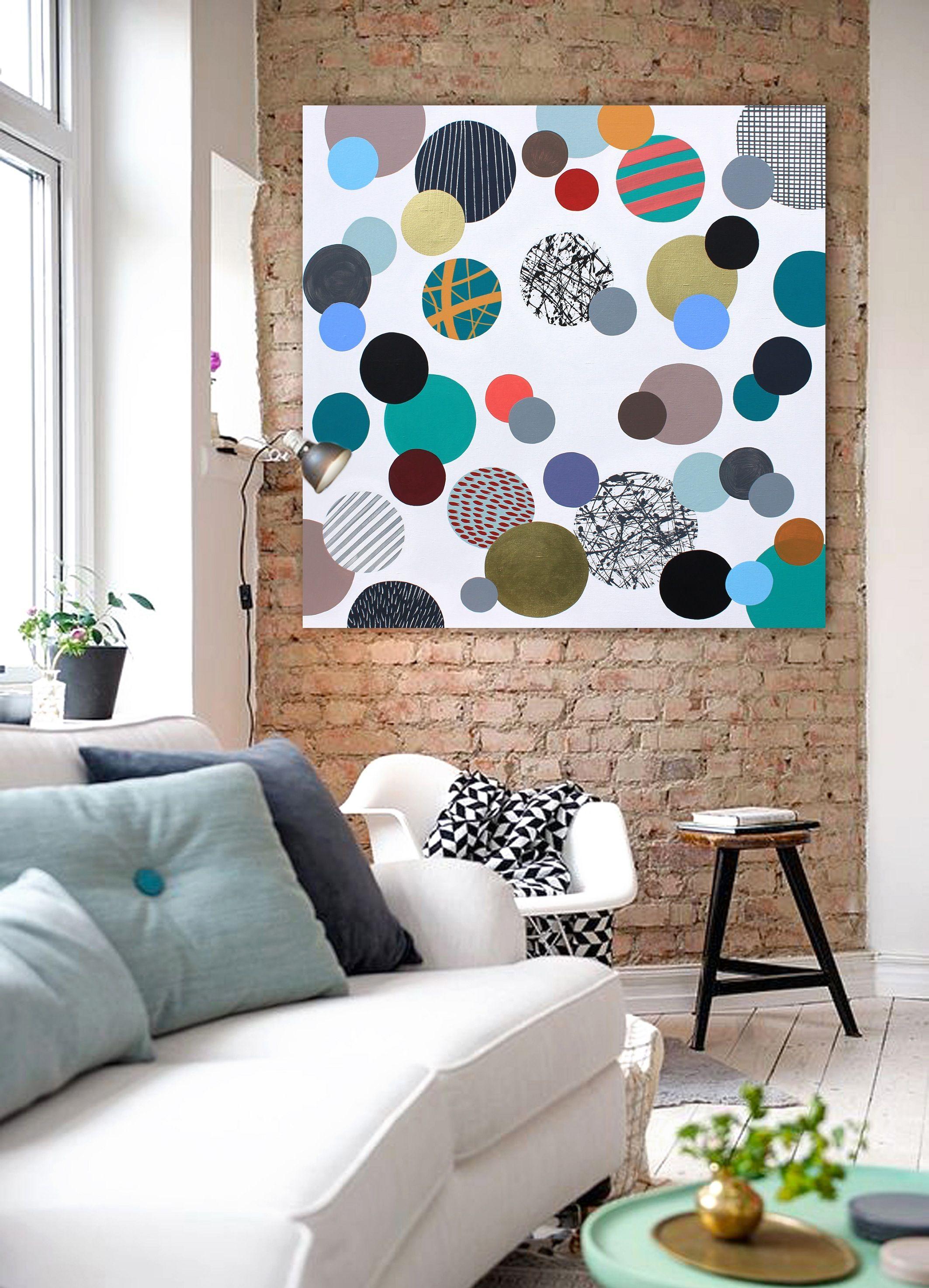 Only dots 9, Painting, Acrylic on Canvas - Gray Abstract Painting by Lucie Jirku