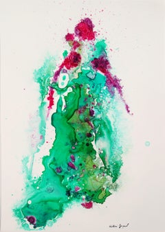 Original painting woman, ink with alcohol, Painting, Acrylic on Paper