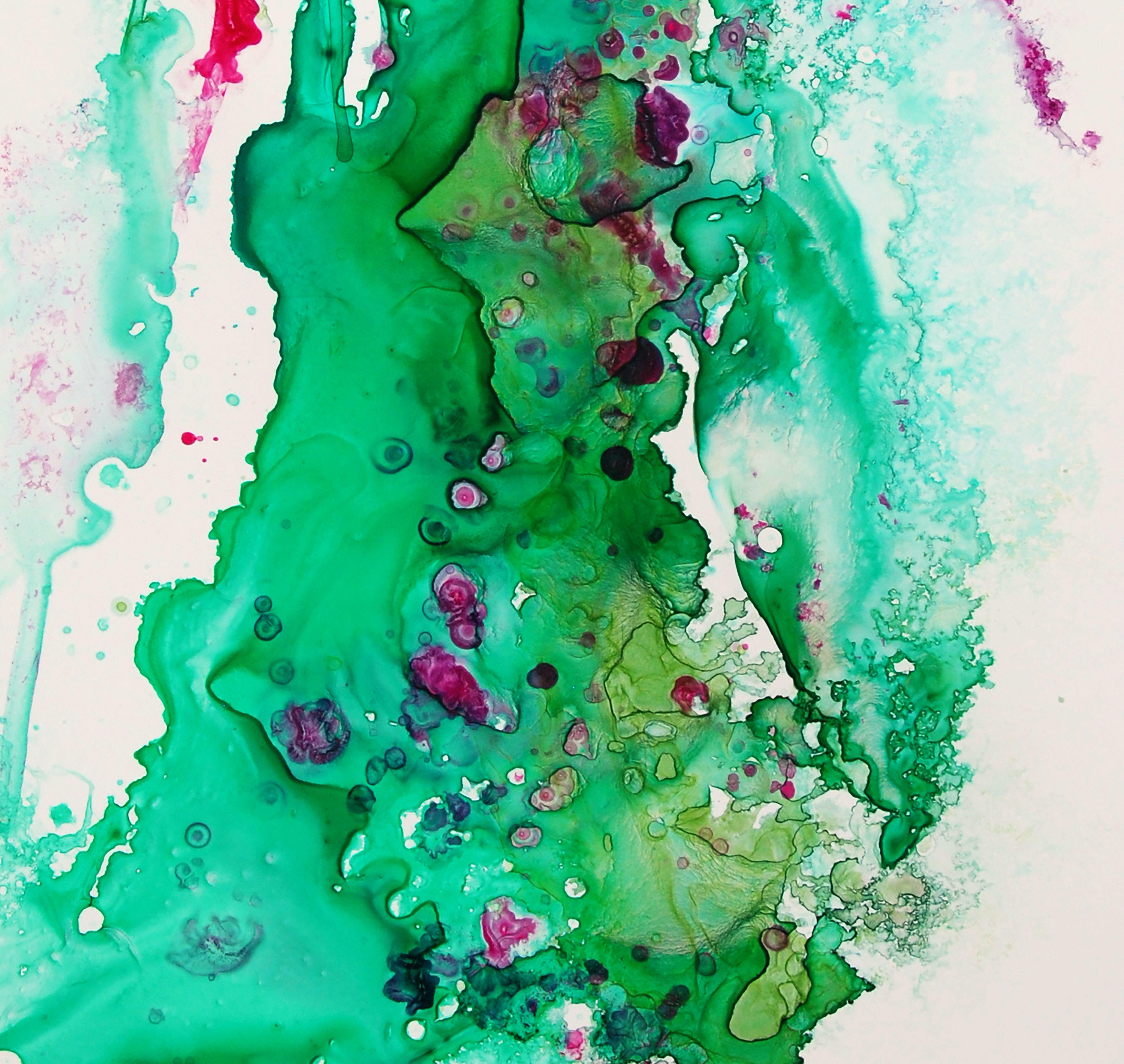 Pintura original mujer, tinta con alcohol, Pintura, Acrílico sobre papel - Painting Moderno de Christine Jacquel