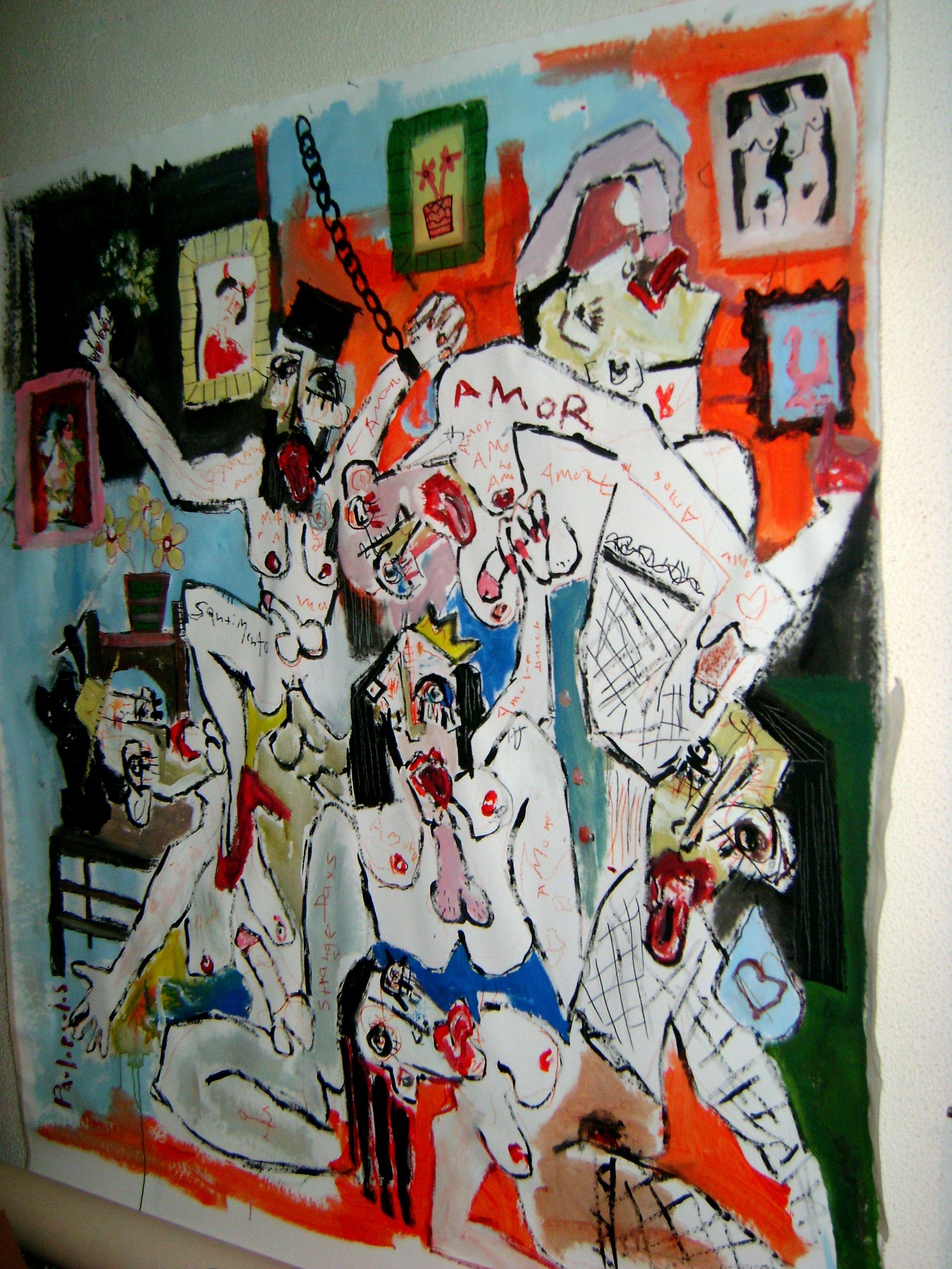 Peinture, acrylique sur toile, Orgia - Contemporain Painting par Dimitris Pavlopoulos
