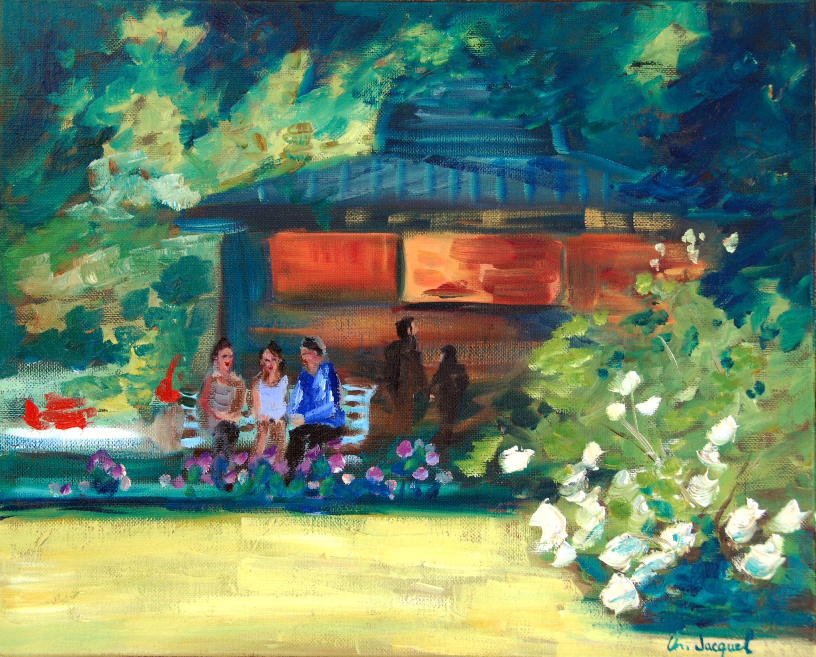 Quadro ad olio originale di camminatori, Pittura, Olio su tela - Painting di Christine Jacquel