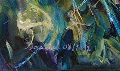 Original oil painting of purple flowers, Painting, Oil on Canvas