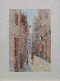 European city scene 2, Painting, Oil on Canvas