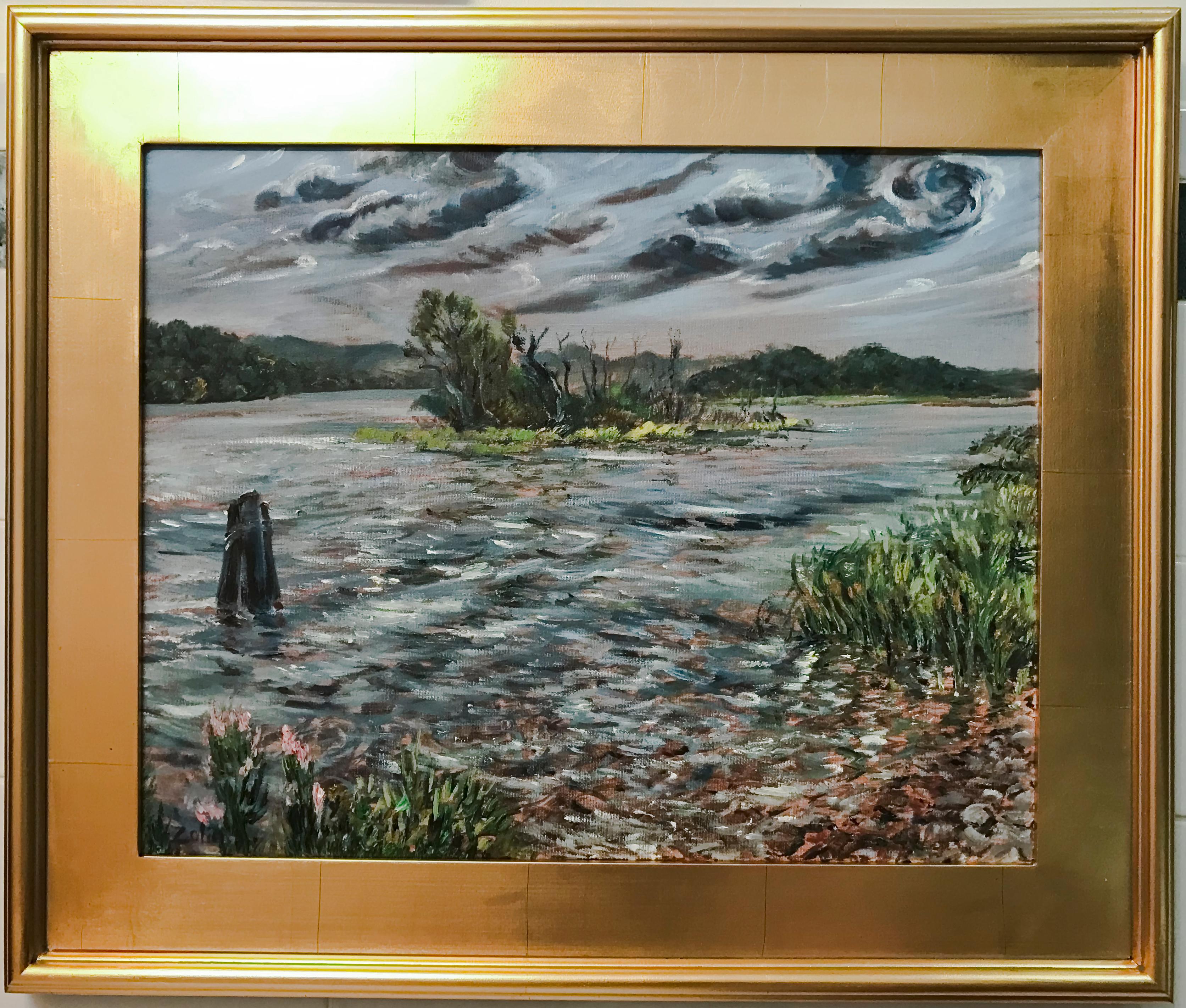 Steve Zolin Landscape Painting - Salmon River, CT