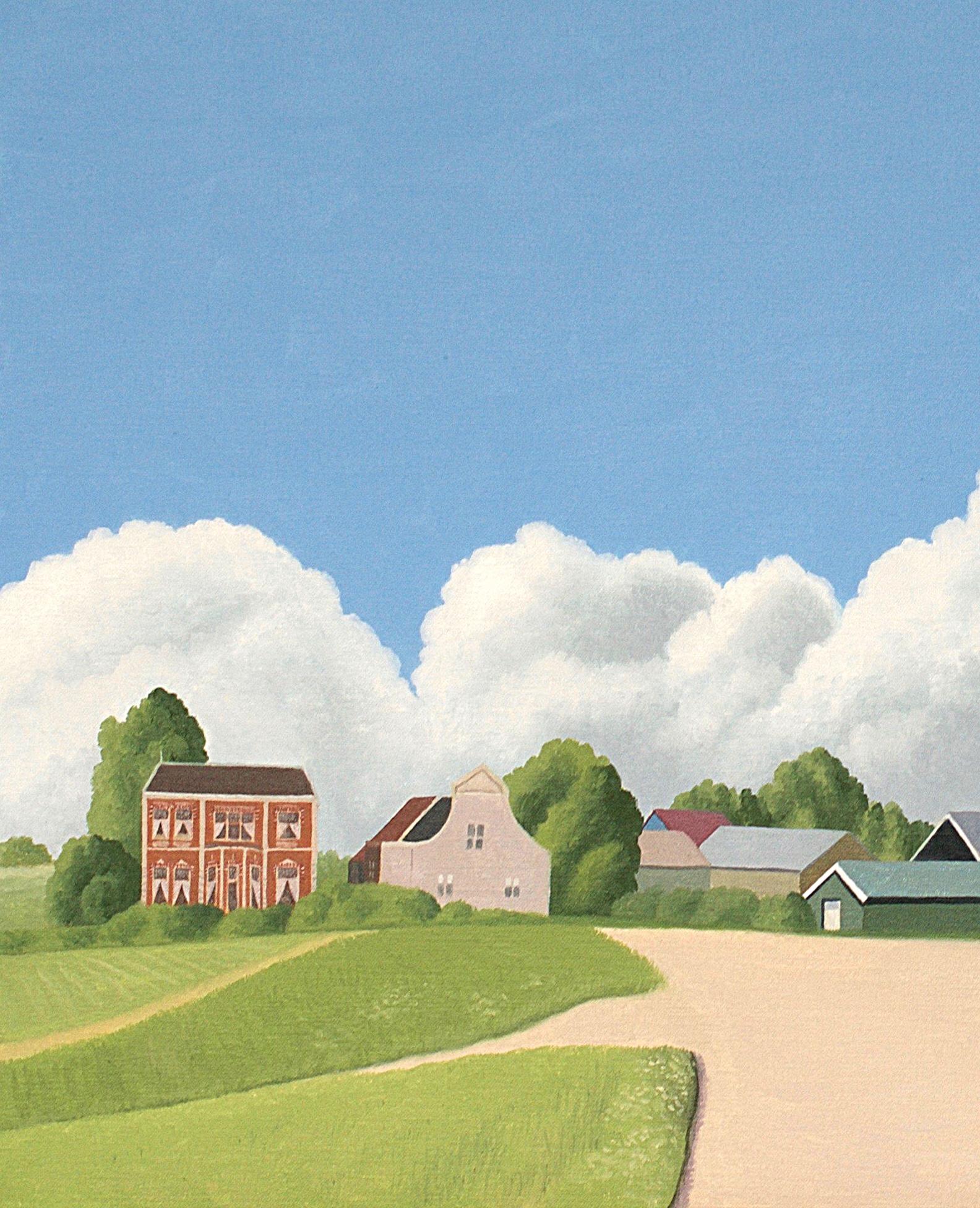 Lekdijk - figurative landscape painting - Painting by Jeroen Allart