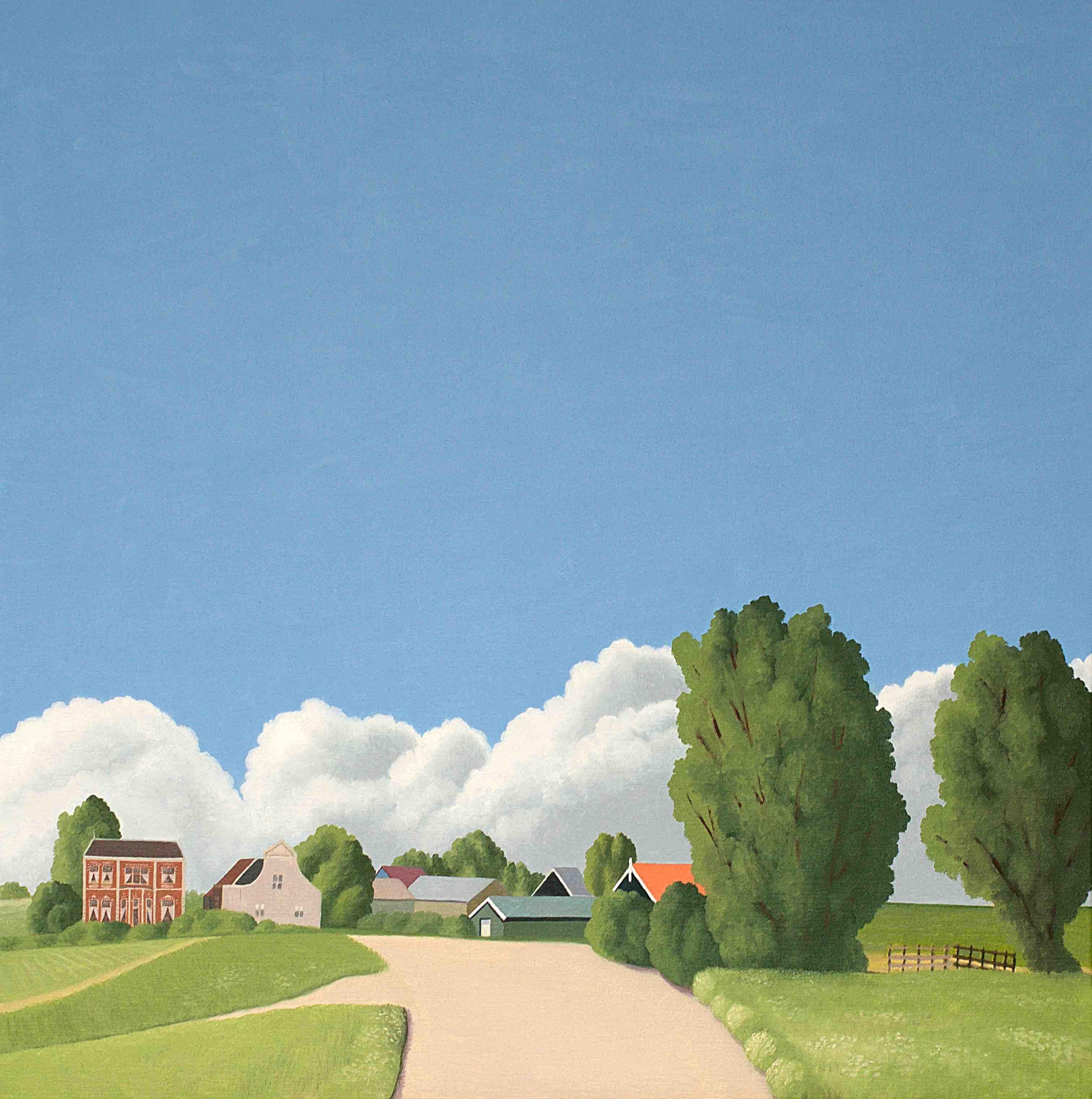 Jeroen Allart Landscape Painting - Lekdijk - figurative landscape painting