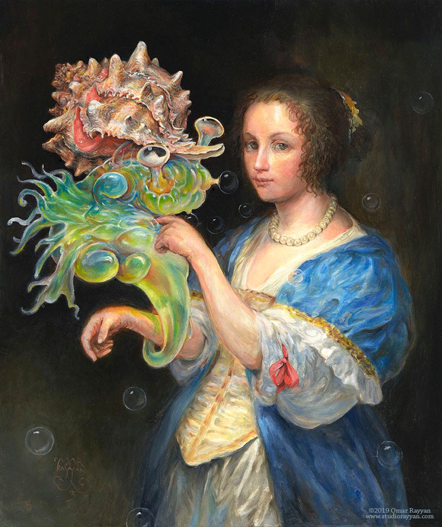Omar Rayyan Portrait Painting - Bubbles