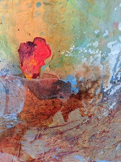 Water Barge with Onlookers (Diptych) Stunning Abstract Landscape in Blue + Grey