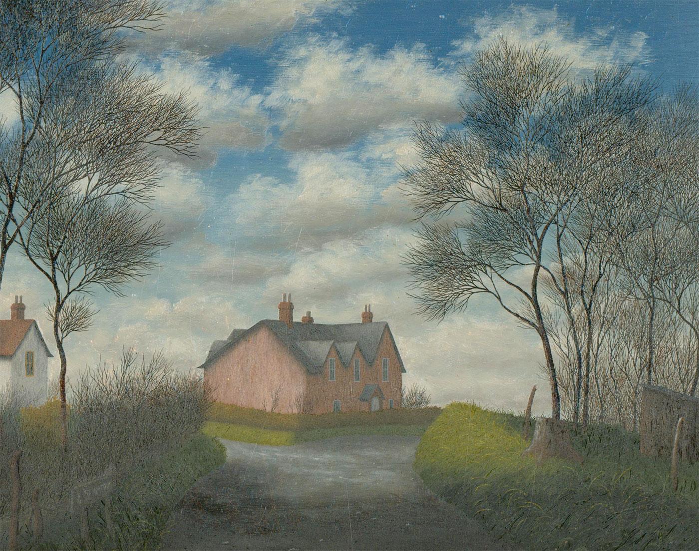 Ronald A. Broad - Framed 1969 Oil, Trees and a House, Sparsholt, Winchester 1