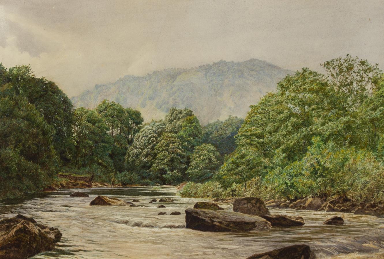 Willliam Eden - 1866 Watercolour, Landscape with Fly Fisherman - Art by Sir Willliam Eden