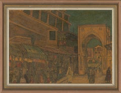 Amiri - Framed 1986 Watercolour, Tangier - Grand Socco Gate