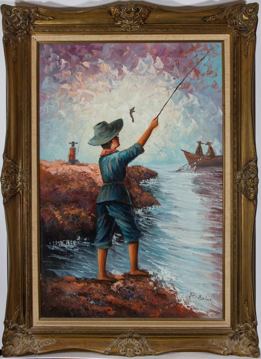 boy fishing painting