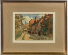 Sidney Dennant Moss RBA (1885-1946) - 1928 Watercolour, Quiet Street Scene