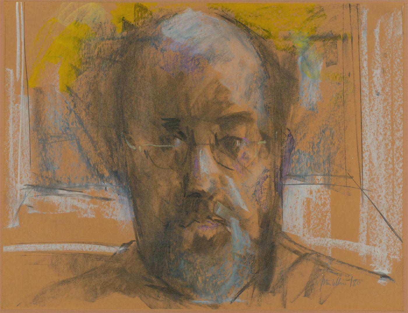 Peter Collins ARCA - Signed and Framed 1980 Pastel, Self Portrait 1