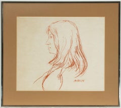 Peter Collins ARCA - Signed and Framed 1978 Pastel, Profile Portrait of a Woman