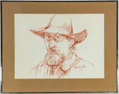 Peter Collins ARCA - Signé et encadré Expressionniste 1977 Pastel, Self Portrait
