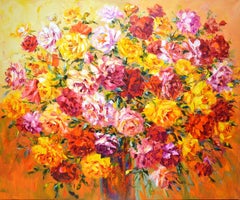 A large bouquet of roses., Painting, Oil on Canvas