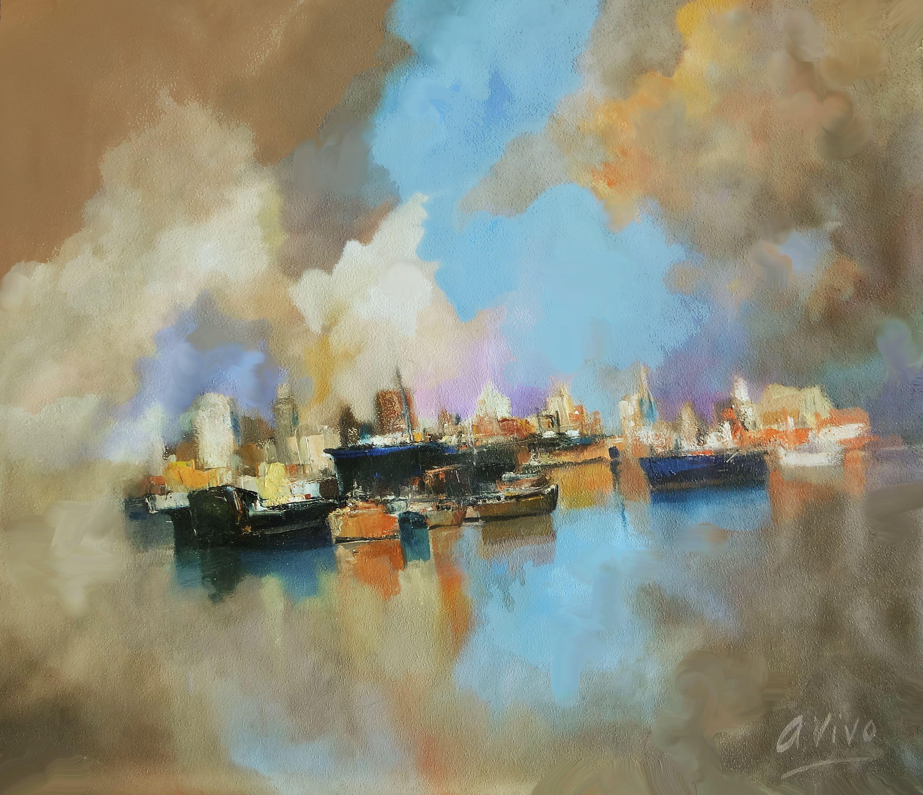 4811 Portland, Pittura, Olio su tela - Painting di Andres Vivo