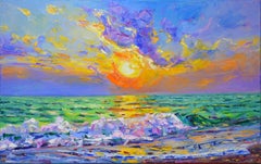 Pacific sunset, Painting, Oil on Canvas