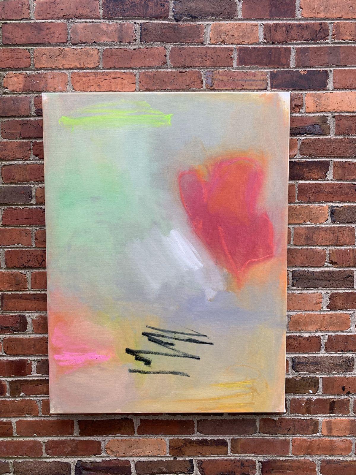 Love in the Air, Painting, Oil on Canvas - Gray Abstract Painting by Trixie Pitts