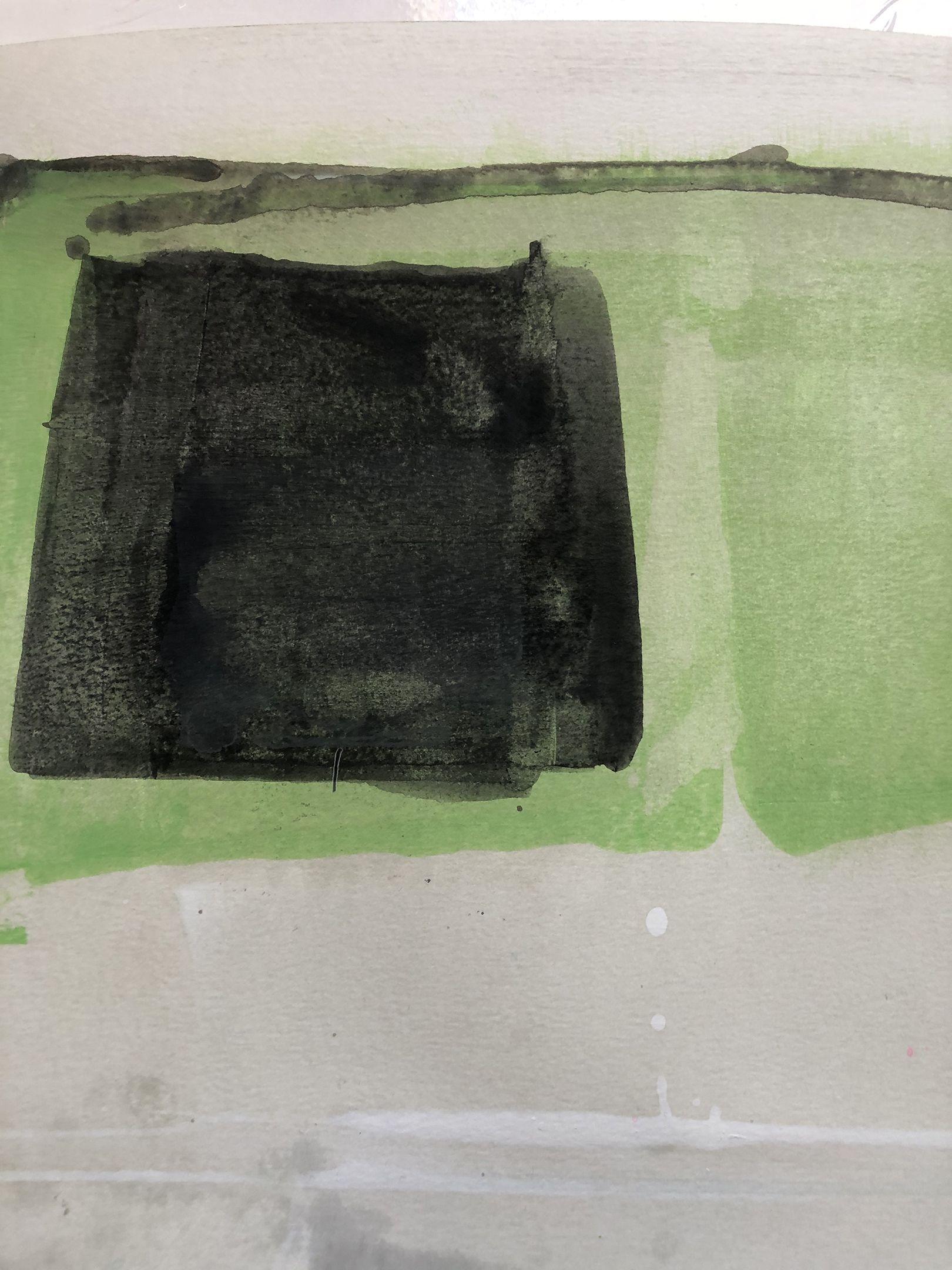 LARGO 122 PRONTO DA APPENDERE PITTURA ASSTRATTA, Pittura, Acrilico su carta - Abstract Painting Grigio di Sia Aryai