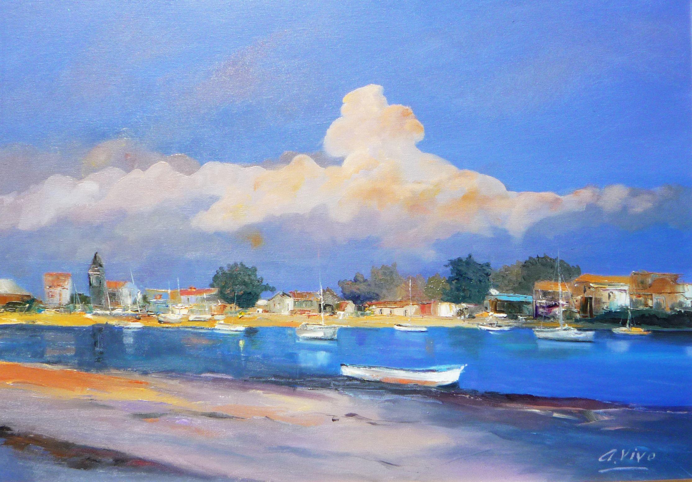 One of the several sites by the intercoastal in the Caolinean states. :: Painting :: Impressionist :: This piece comes with an official certificate of authenticity signed by the artist :: Ready to Hang: No :: Signed: Yes :: Signature Location: low