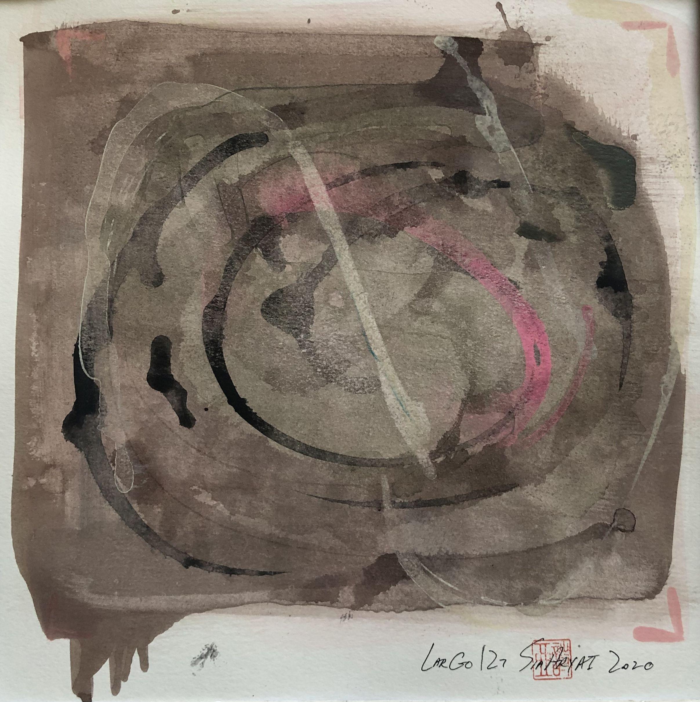 Sia Aryai Abstract Painting - Largo 127 Framed 20X20X1.75, Painting, Acrylic on Paper