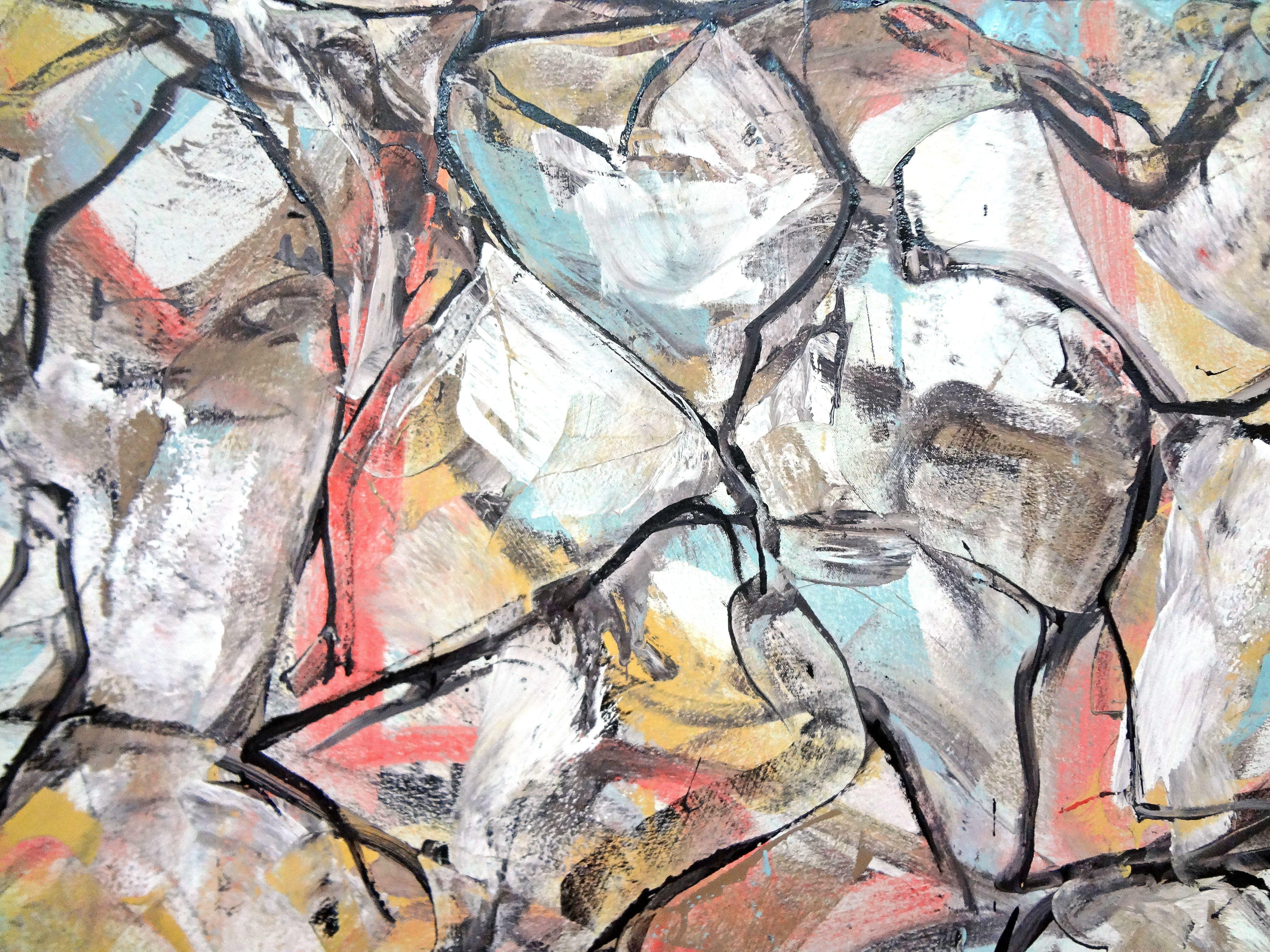 Catena di strada, Pittura, Olio su tela - Abstract Painting Grigio di Matthew Dibble