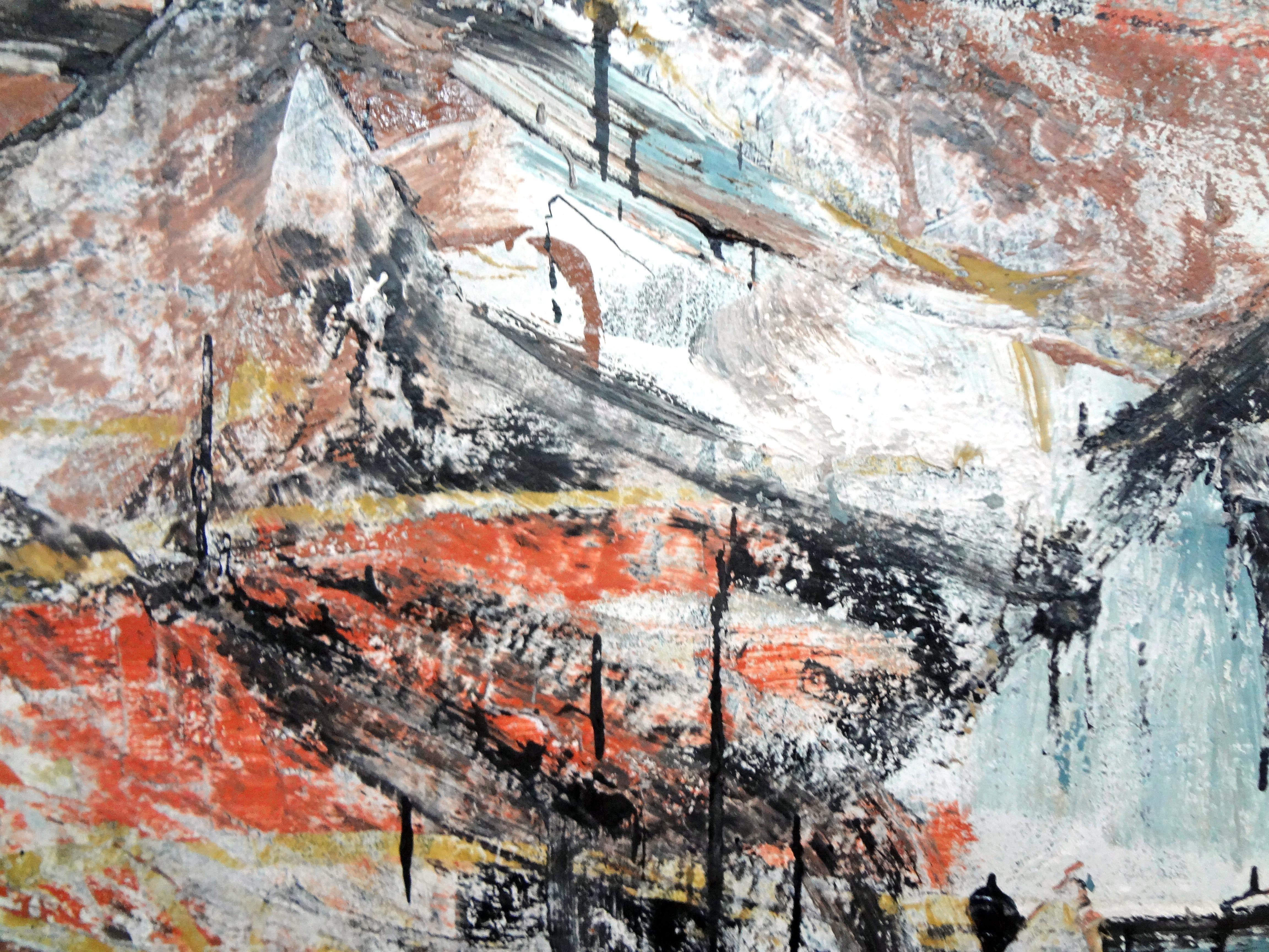 Collision Avoidance, Painting, Oil on Canvas - Gray Abstract Painting by Matthew Dibble