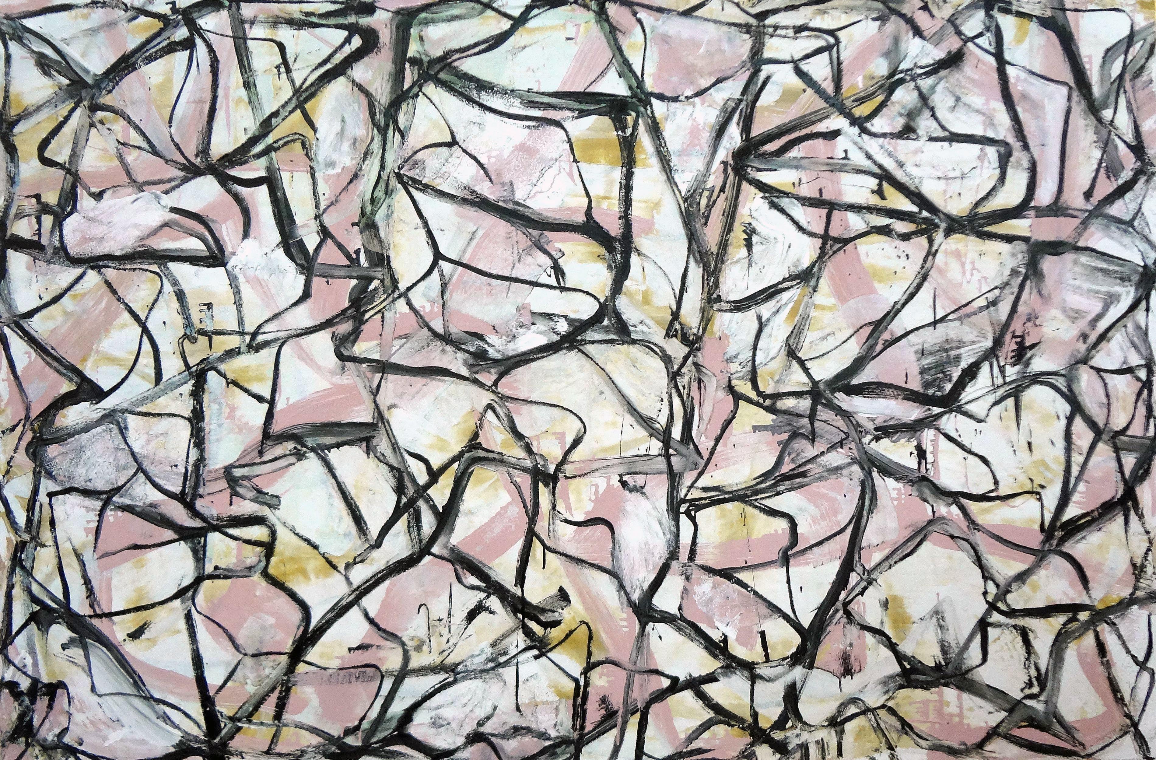 Abstract Painting di Matthew Dibble - Influenza del piano di sotto, Pittura, Olio su tela