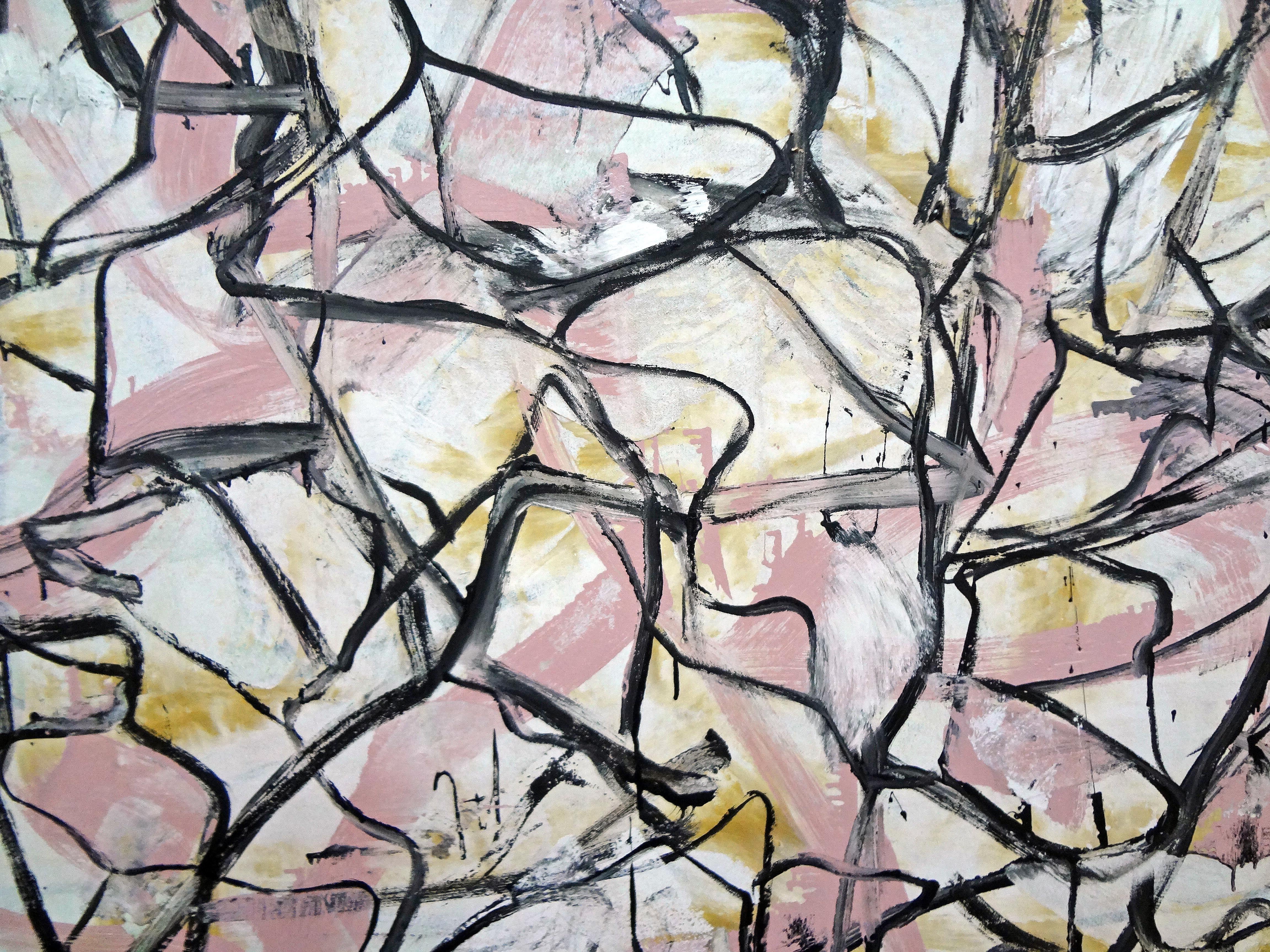 Influenza del piano di sotto, Pittura, Olio su tela - Painting Astratto di Matthew Dibble