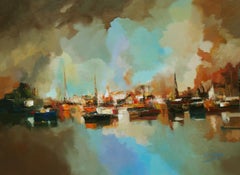 4850 The port at the inner banks, Painting, Oil on Canvas